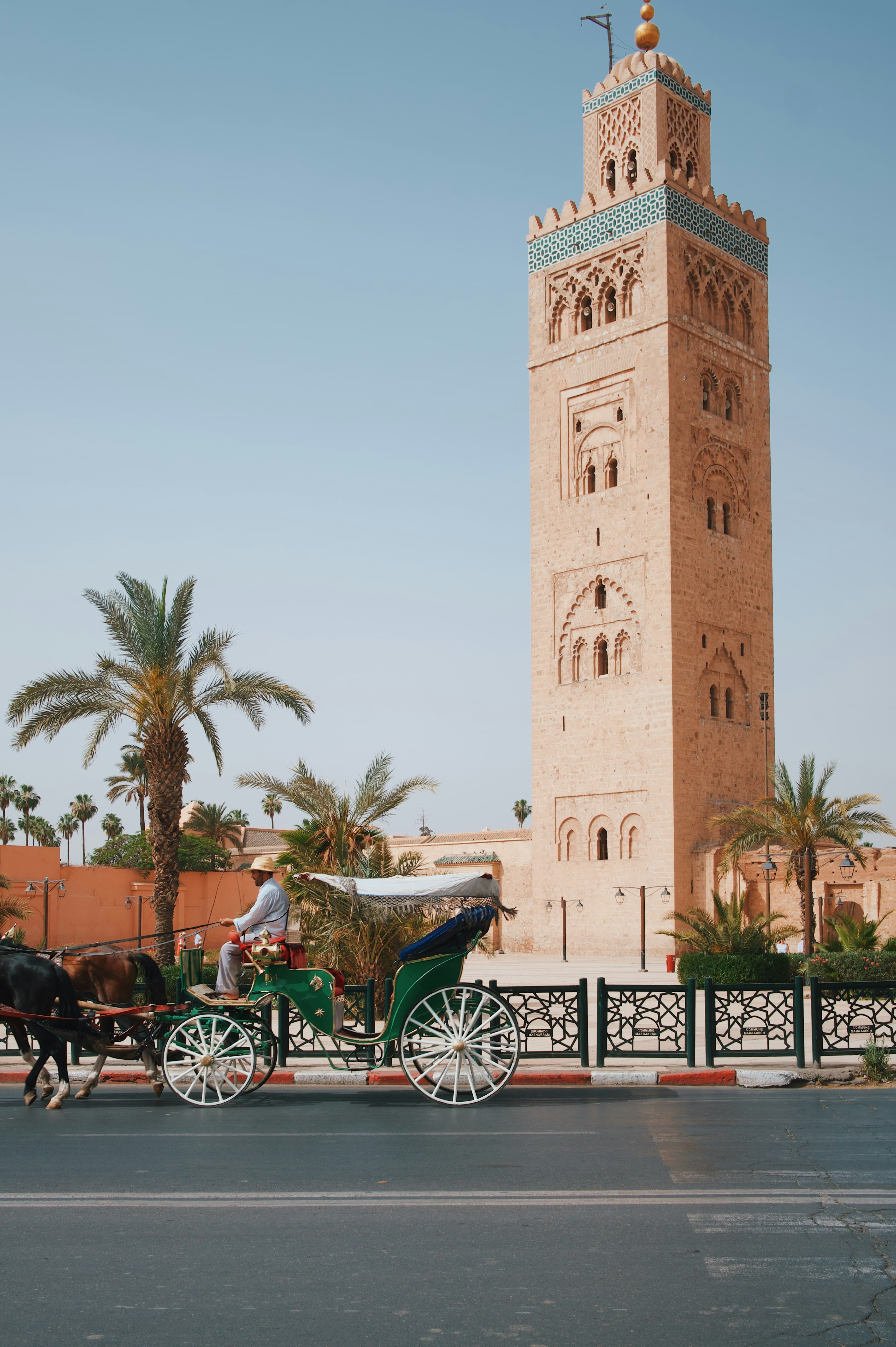 The iconic Koutoubia Mosque at sunset in Marrakech